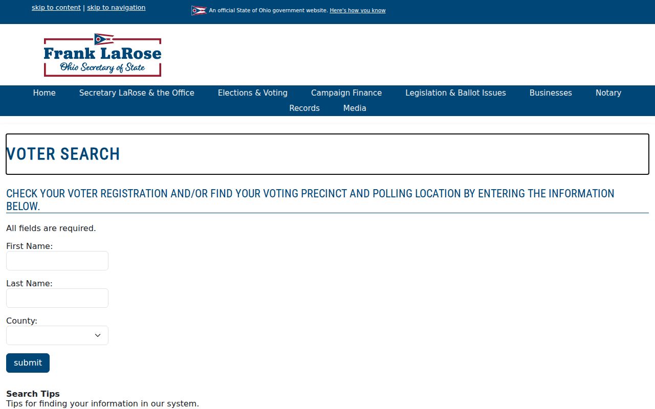 Riverside residents directory Ohio voter search form