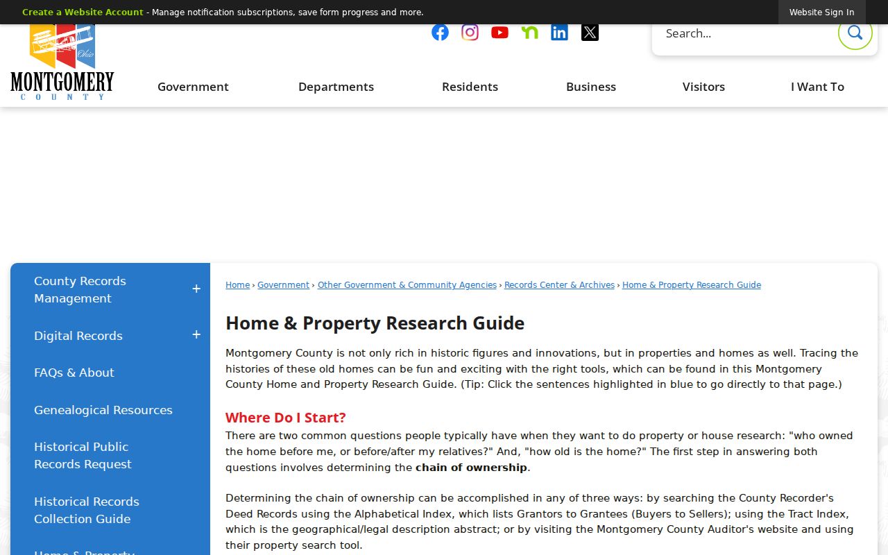 Montgomery County home and property research guide for Riverside address history