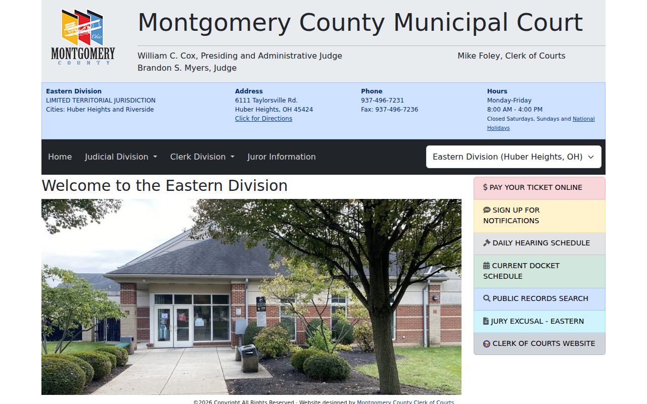 Riverside resident lookup source showing Montgomery County Municipal Court Eastern Division information