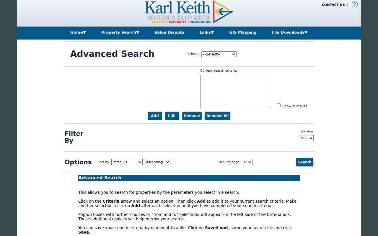 Montgomery County advanced property search for Riverside street-address research