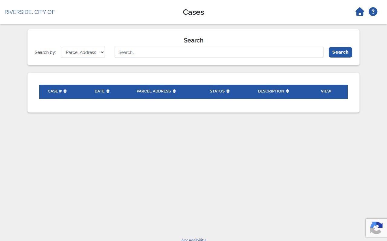 Riverside iWorQ code-case search for parcel-address history